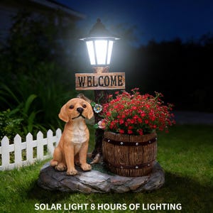 Labrador Hund Solar Licht Pflanzgefäß, umweltfreundlicher Willkommensdekor für die Gartenbepflanzung