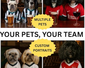 Custom Pet Portraits, Football, Pub, Funny Football Dog, Dog Portrait, Christmas, Football Lover Gift, Football Fan, Personalised Gift, Cat
