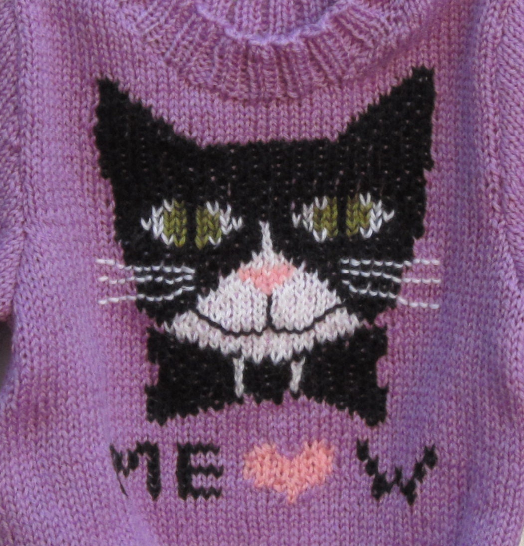 PDF Kitten Crewneck Knitting Pattern Instant Download - Etsy
