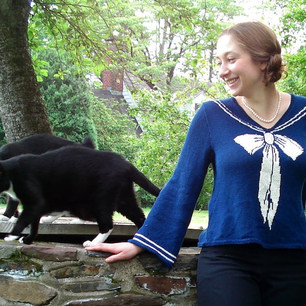 PDF Sailor Sweater Intarsia Knitting Pattern Instant Download