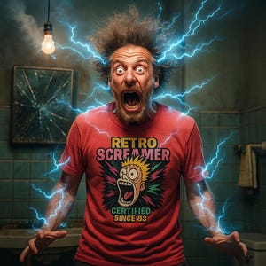 Camiseta Retro Screamer – Camiseta con Gráficos Vintage Divertida – Camiseta con Cara Gritona – Camiseta Grunge Rage Club de los 80 – Camiseta Divertida de Dibujos Animados Punk con Cara Loca
