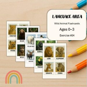 Lernkarten Wildtiere | Sprachraum | 0–3 Jahre | Übung Nr. 4 | Montessori-inspiriertes Druckexemplar