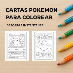 Cartas Pokémon para Colorear - Descarga e Imprime (Charizard, Pikachu) - Es un producto digital