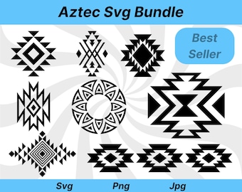 Paquete SVG azteca, SVG con patrón azteca, Elementos del suroeste, SVG con elementos aztecas, SVG con patrón tribal, SVG con símbolos aztecas, PNG azteca