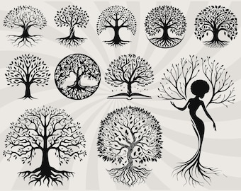 Árbol de la vida SVG, paquete de árboles SVG, reunión familiar SVG, árbol SVG, silueta de árbol, árbol PNG, árbol de la vida celta, clipart del árbol de la vida