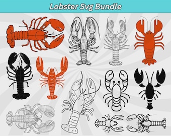 Langosta SVG, Clipart de langosta, Langosta PNG, Paquete de langostas SVG, Animal marino SVG, Silueta de langosta, Archivos de corte de langosta, Archivos SVG de langosta