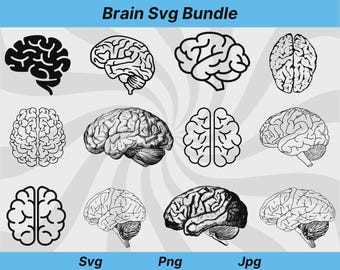 Paquete de SVG de cerebro, SVG de cerebro humano, Clipart de cerebro, Silueta de cerebro, Vector de cerebro, Archivo de corte de cerebro, SVG de salud mental, Cerebro humano PNG