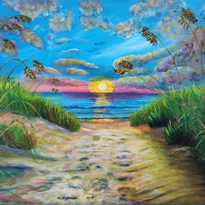 Serene Beach Seascape Acrylgemälde 20 x 25 cm