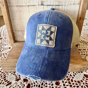 Barn Quilt Patch Baseball Cap - Adjustable Trucker Hat