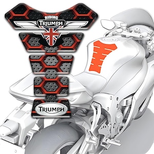 Premium Motorcycle Triumph Tank Pad Protector/Universal Fit Tank Guard for Triumph Bikes/3D Durable Anti-Slip Domed Epoxy Resin Pad