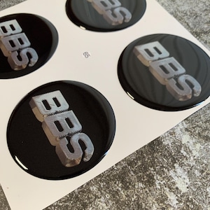 Durable Silicone Stickers for Wheel Hub Caps set of 4 Logo BBS / Silicone Rim Cap Stickers / Al Size Emblem