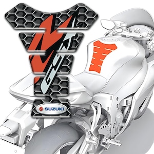Premium Motorcycle SUZUKI GSX-R Tank Pad Protector / Universal Fit Tank Guard for SUZUKI Bikes / 3D Durable Anti-Slip Domed Epoxy Resin Pad