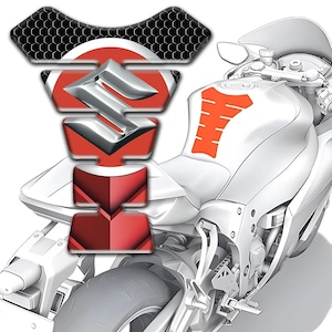 Premium Motorcycle SUZUKI Tank Pad Protector / Universal Fit Tank Guard for SUZUKI Bikes / 3D Durable Anti-Slip Domed Epoxy Resin Pad
