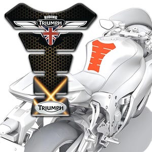 Premium Motorcycle Triumph Tank Pad Protector/Universal Fit Tank Guard for Triumph Bikes/3D Durable Anti-Slip Domed Epoxy Resin Pad