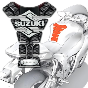 Premium Motorcycle SUZUKI Tank Pad Protector / Universal Fit Tank Guard for SUZUKI Bikes / 3D Durable Anti-Slip Domed Epoxy Resin Pad