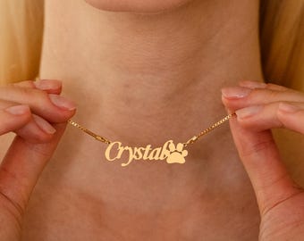 Dog Name Necklace With Paw, Pet Memorial Gift, Personalized Dog Paw Necklace, Gift for Pet Lover, Animal Necklace,Birthday Gift,Gift for Mom