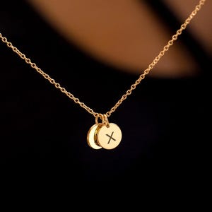 18K Gold Plated Letter Disc Necklace, Personalized Initial Necklace, Custom Pendant Jewelry, Gift for Grandma, Handmade Jewelry,Gift for Mom