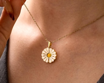 Collar de margaritas personalizado, delicado collar de margaritas con nombre oculto, collar de flores con mensaje secreto personalizado, regalo de Navidad y cumpleaños.