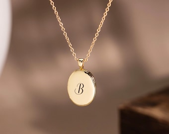 Médaillon photo ovale doré personnalisé, bijou commémoratif gravé sur mesure, cadeau de Noël symbolique pour elle, cadeau d'anniversaire, cadeau pour maman