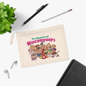 Colorful Nincompoops Pencil Case | Funny Zipper Pouch For Kids And Adults | Back To School Stationery Bag | Gift For Art & Cartoon Lovers