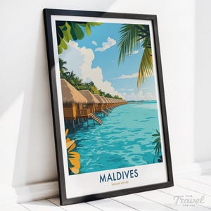 Malediven Reise Poster | Indischer Ozean Poster | Küstenwand Kunst Wohnkultur