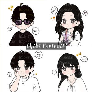 Custom Chibi Portrait - Cute Cartoon of You, Pet, Couple or OC | Lineart, Colored, Social Media Profile (Digital Only!)