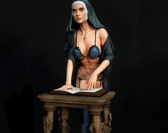 Figura de monja católica (modelo 3D) (archivo STL para impresoras de resina y filamento)