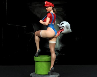 MARIA BROSS3D Printing STL File, Mario Woman and Boo Resin Printer Model