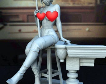 3D Girl Model: Pool Player Figurine - Printable STL File