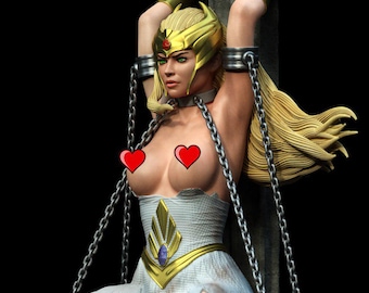 Chained Warrior Woman STL File - Detailed 3D Print for Resin or Filament