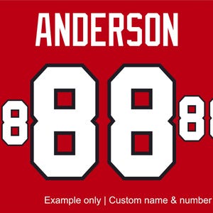 May include: A rectangular red graphic featuring the white text ANDERSON centered at the top. Below the name, the number 88 is displayed in large white digits with black outlines, flanked by smaller versions of the number 88 on each side.