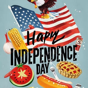 Carte du 4 juillet en téléchargement numérique | de voeux patriotique de fête de l'indépendance | Conception verticale pliée en deux | Modèle imprimable DIY drapeau des Etats-Unis