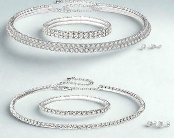 Conjunto de joyas de cristal Swarovski: collar, pulsera y pendientes de rodio