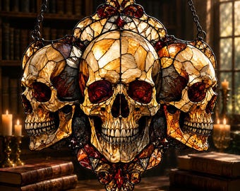 Gotycki łapacz słońca z akrylu w kształcie czaszki, akrylowa zawieszka na okno, dekoracja na Halloween z czaszkami grozy, prezent dla fanów Halloween i horrorów