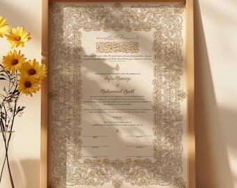 Luxury Nikkah Certificate Template with FREE THUMBPRINT PAGE Editable Certificate in Canva Digital Nikkah Contract Gold Nikah Nama