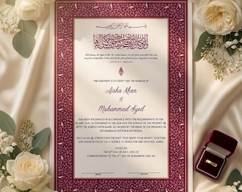 Dove Themed Nikkah Certificate Islamic Wedding Contract for Muslims Nikah Nama (digital download)