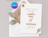 Invitación de boda editable en Canva A5/5x7 – Plantilla digital minimalista floral – Personalizable – Descarga instantánea