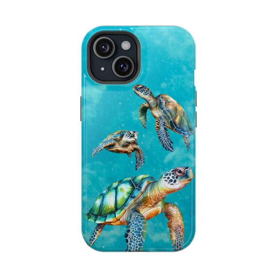 Sea Turtle Inspired Magnetic Tough Cases for iPhone, Sea Turtle Phone Cases, Waterproof Protection, Unique Gifts for Beach Lovers
