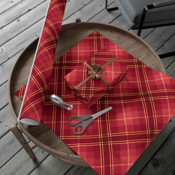 Gift Wrap Papers Red Plaid for Holidays, Festive Wrapping Paper for Christmas, Birthdays, Celebrations, Eco-Friendly Packaging