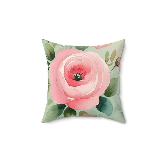 Rose Faux Suede Pillow