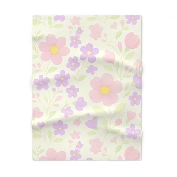 Floral Baby Blanket, Soft Fleece Nursery Decor, Infant Shower Gift, Spring Floral, Cozy Baby Essential