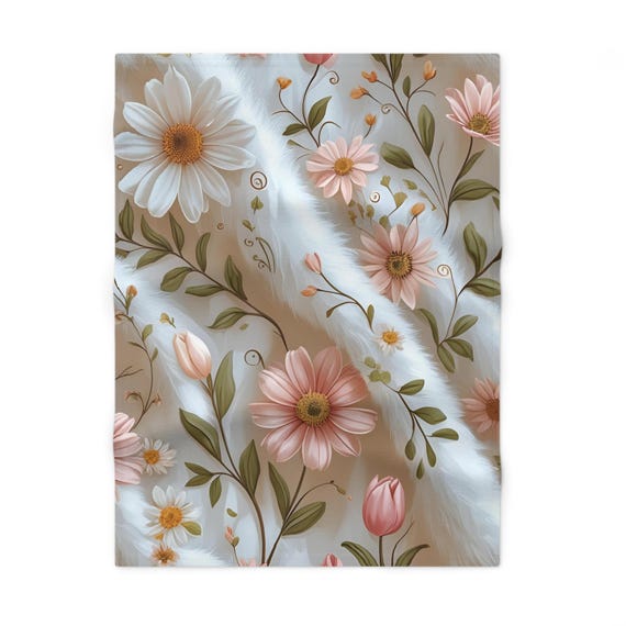 Floral Fleece Baby Blanket | Cozy Nursery Decor, Infant Gift, Soft Baby Blanket, Floral Throw, Baby Shower Gift