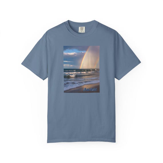 Biblical Beach Rainbow T-shirt, Unisex Garment-Dyed Tee