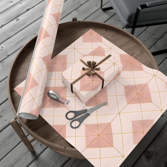 Elegant Soft Pink and Gold Premium Wrapping Paper | Special Occasions, Birthday, Wedding, Holiday, Baby Shower, Gift Packaging