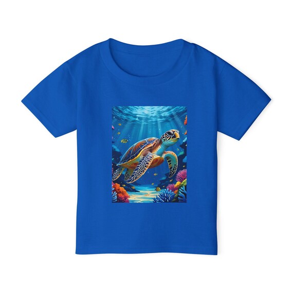 Ocean Turtle Toddler T-shirt, Cute Kids Sea Life Tee, Summer Outfit, Beach Day Clothes, Gift for Nature Lovers