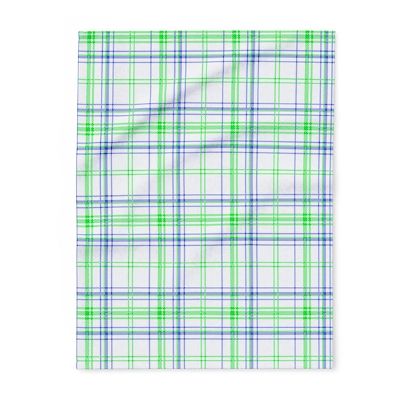 Cozy Green and Blue Plaid Fleece Blanket
