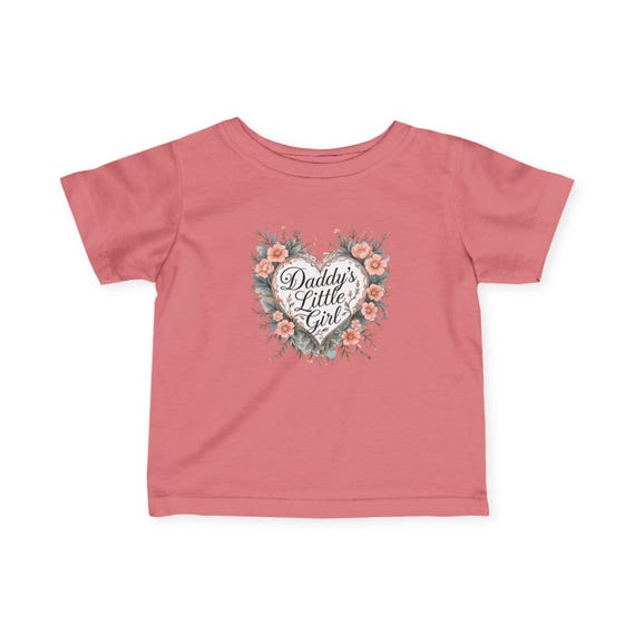 Daddy's Little Girl Infant Tee, Baby Shirt, Toddler Clothing, Gift for New Parents, Floral Heart Design, Cute Baby Outfit