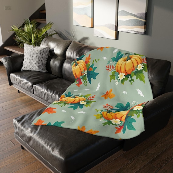 Fall Pumpkin Microfiber Blanket, Cozy Blanket for Autumn, Two-sided Print, Seasonal Decor, Warm Throw for Home, Perfect for Thanksgiving