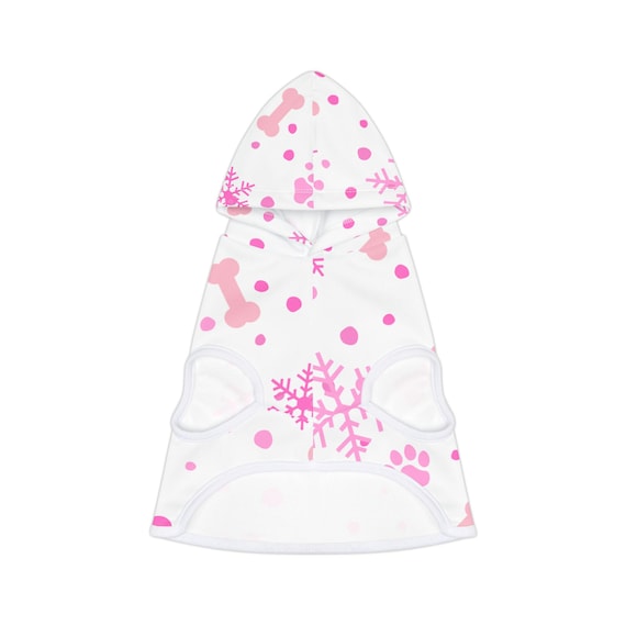 Cute Pink Winter Pet Hoodie with Snowflakes