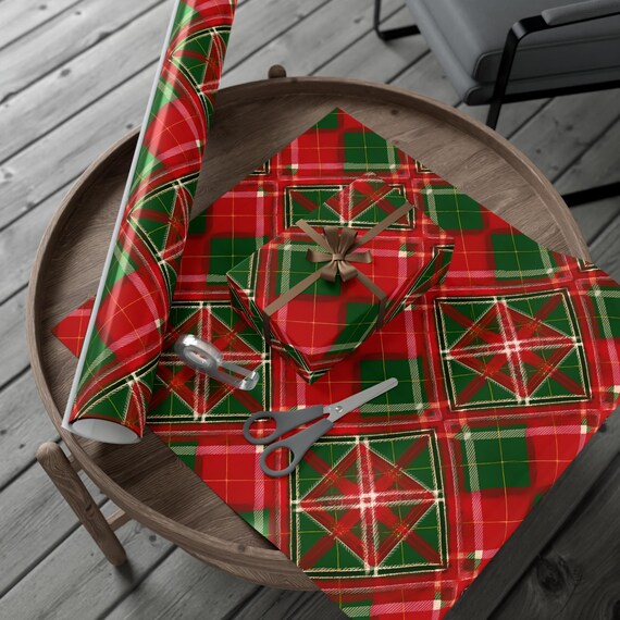 Festive Gift Wrap Papers | Christmas Wrapping Paper, Holiday Gift Wrap, Plaid Wrapping Sheets, Eco-Friendly Paper, Scrapbooking Supplies